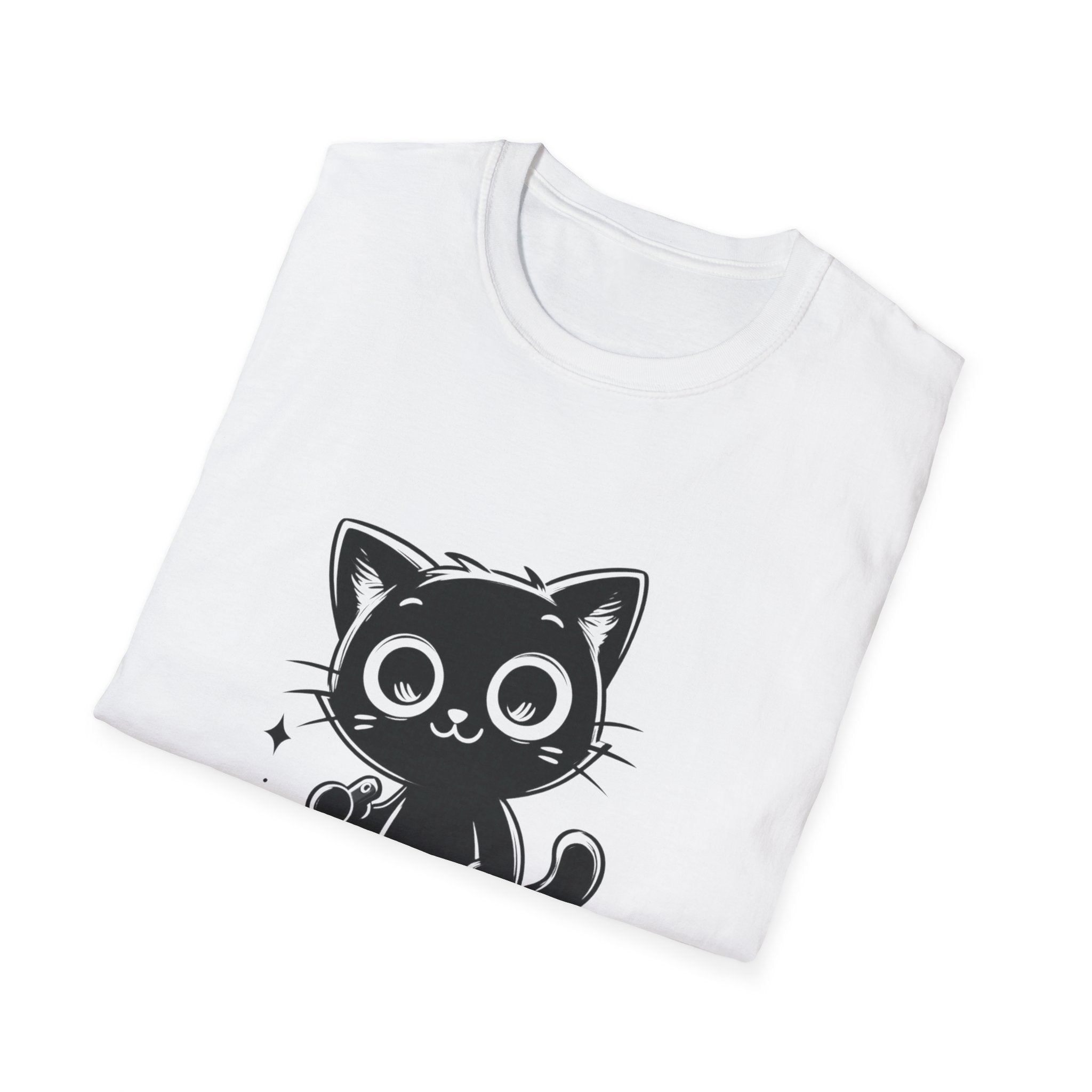 Women's and Men's Funny Cat T-shirt you saw nothing cat with bloody knife Halloween tee Soft Unisex Tshirt Gift for Her