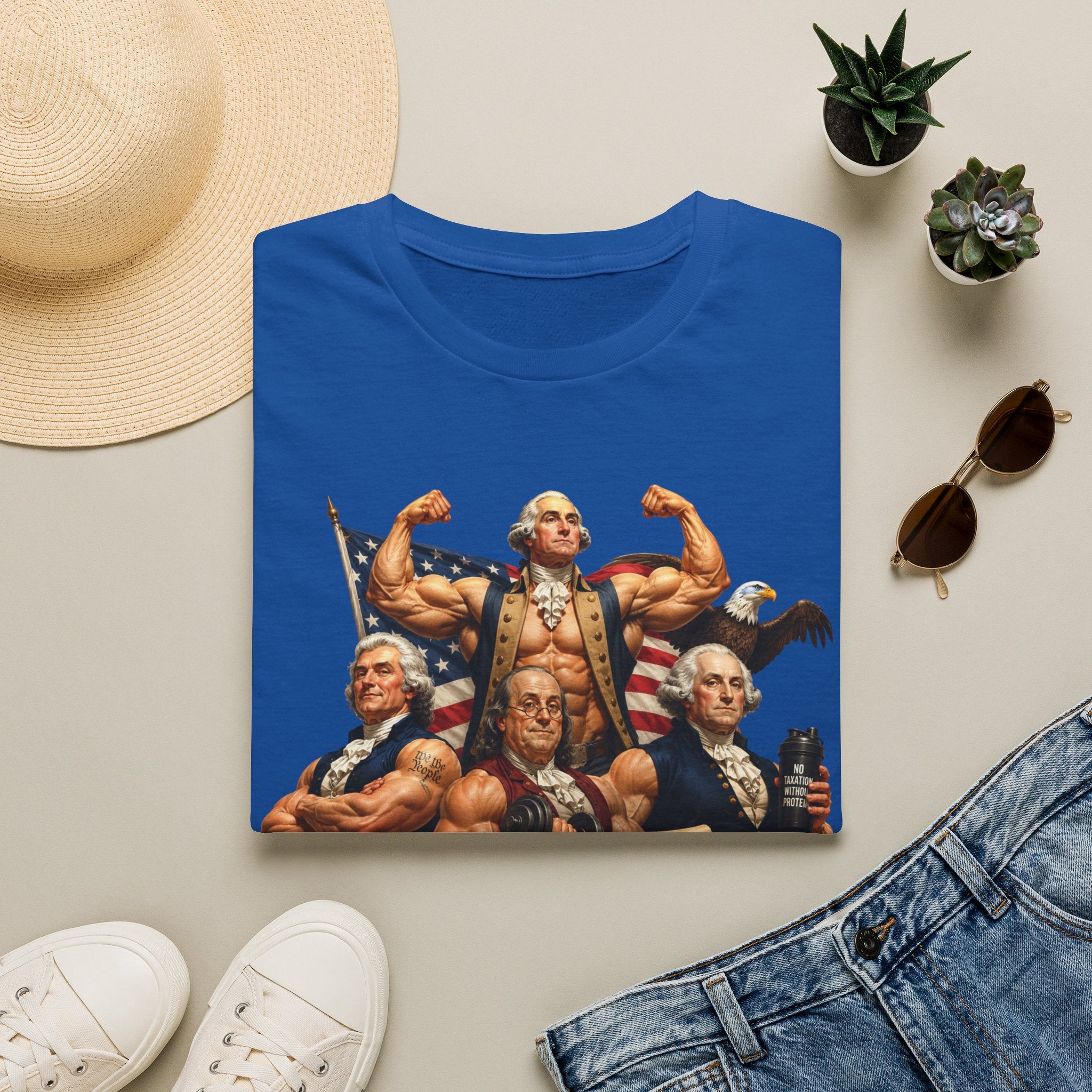 Funny USA Unisex Softstyle T-Shirt Giant Declaration Receipt Funny Patriotic T-Shirt United States of America Benjamin Franklin George Washington Tshirt