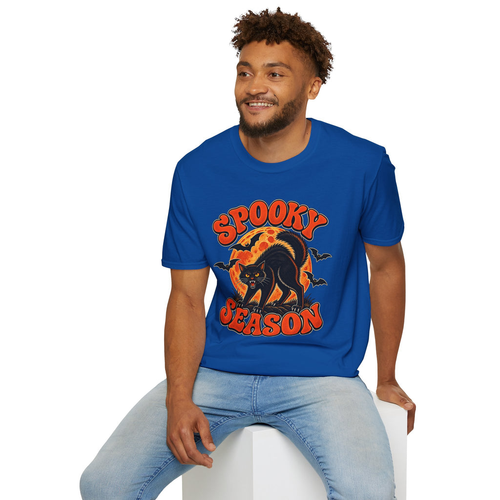Retro Black Cat Halloween Shirt | Vintage Spooky Season Graphic Tee | Womens Halloween T-Shirt