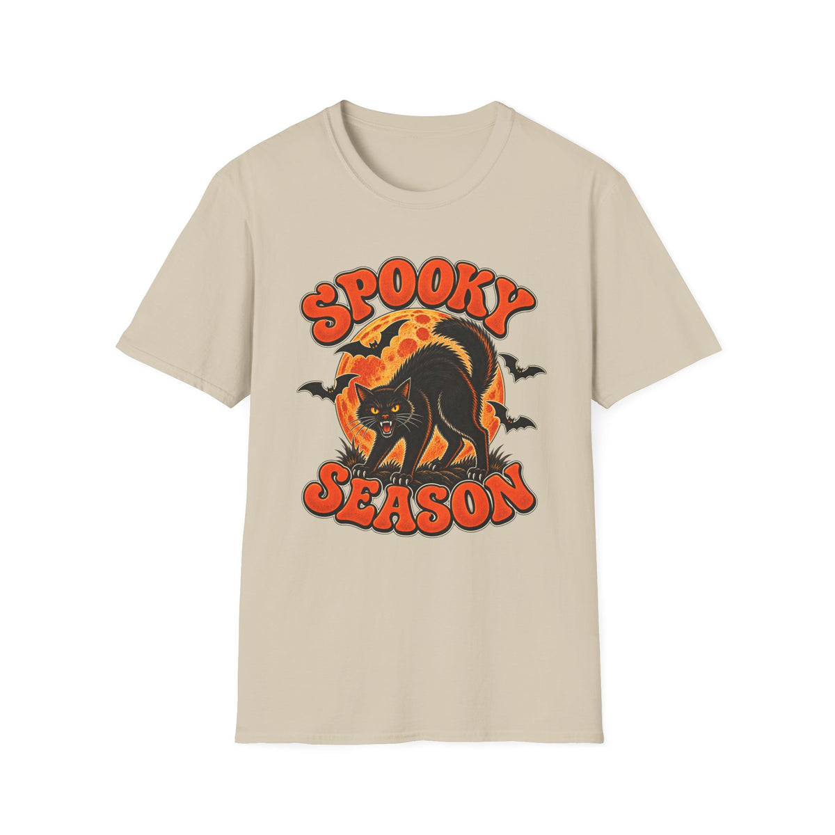 Retro Black Cat Halloween Shirt | Vintage Spooky Season Graphic Tee | Womens Halloween T-Shirt
