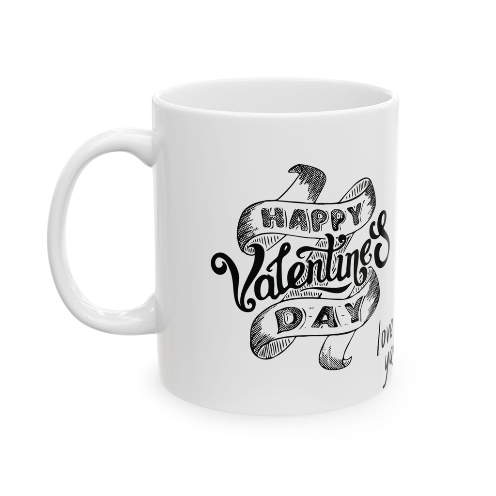 Happy Valentine's Day Mug Love You Heart Unique Ceramic Mug Tea Coffee Cup Gift 11oz