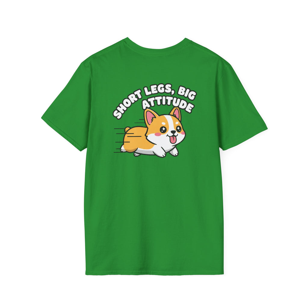 Cute Corgi Shirt Short Legs, Big Attitude Funny Dog Lover Unisex Softstyle Tee Gift