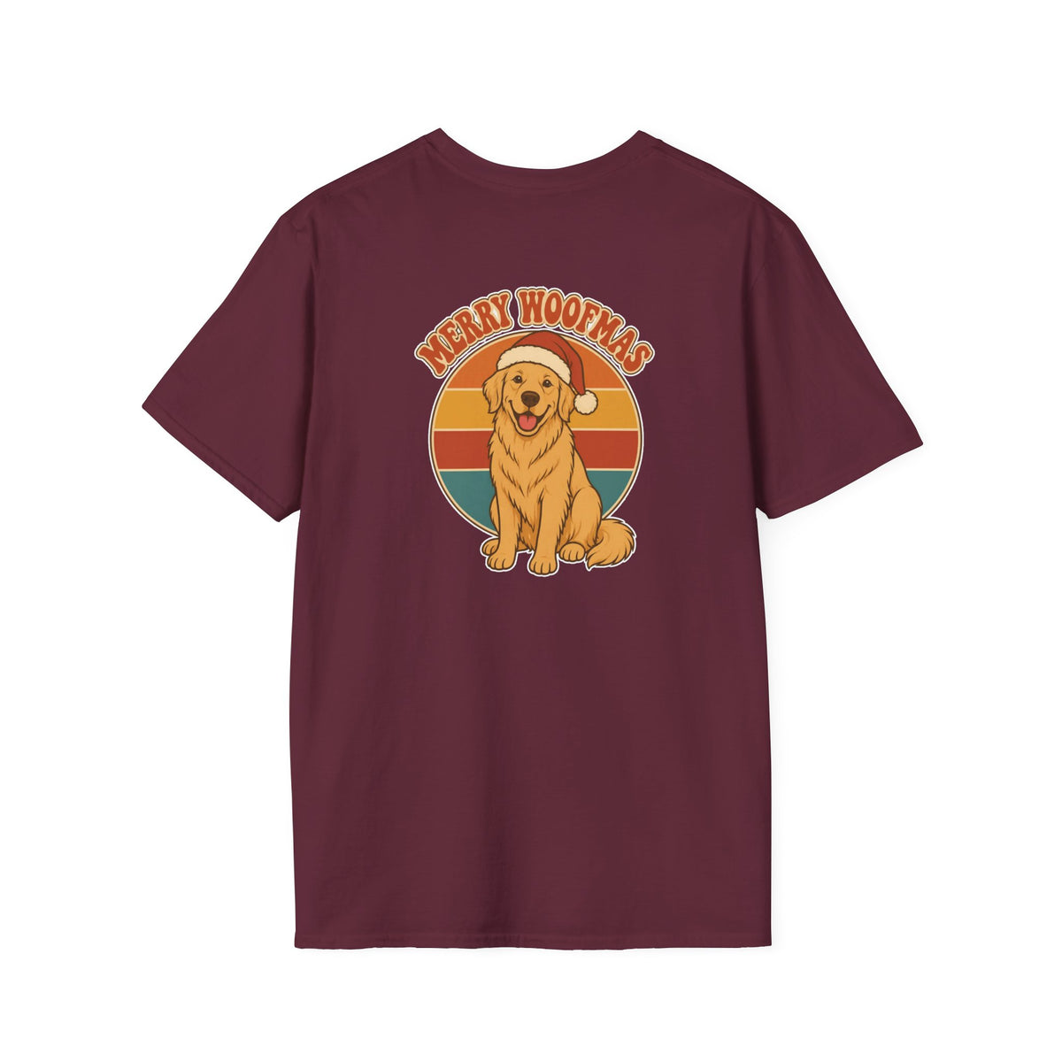 Retro Christmas Dog T-Shirt Merry Woofmas Vintage Dog Lover Shirt Unisex Softstyle Tee Christmas Gift