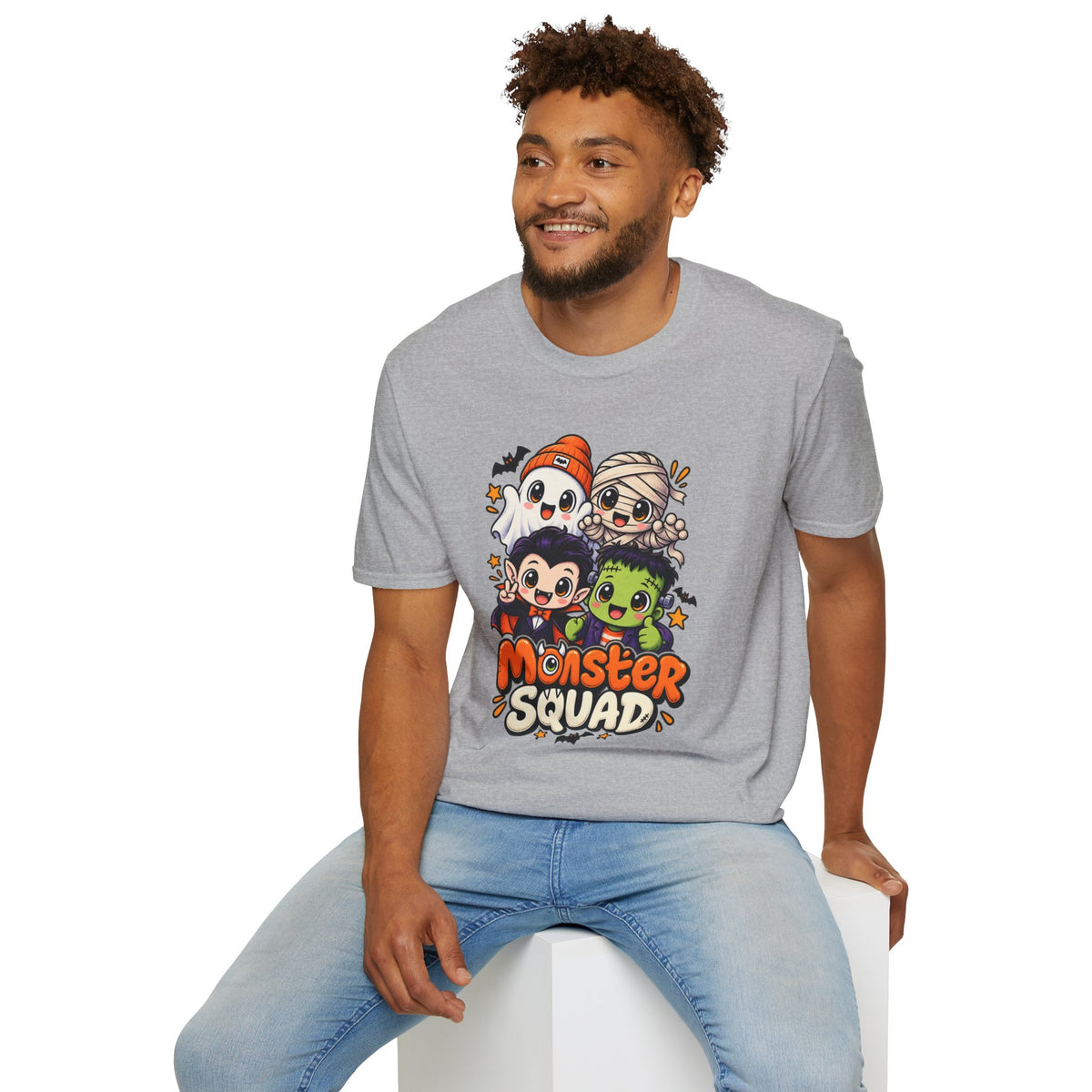 Funny Monster Squad Shirt | Cute Kawaii Halloween Tee | Ghost Mummy Vampire Frankenstein Graphic T-Shirt