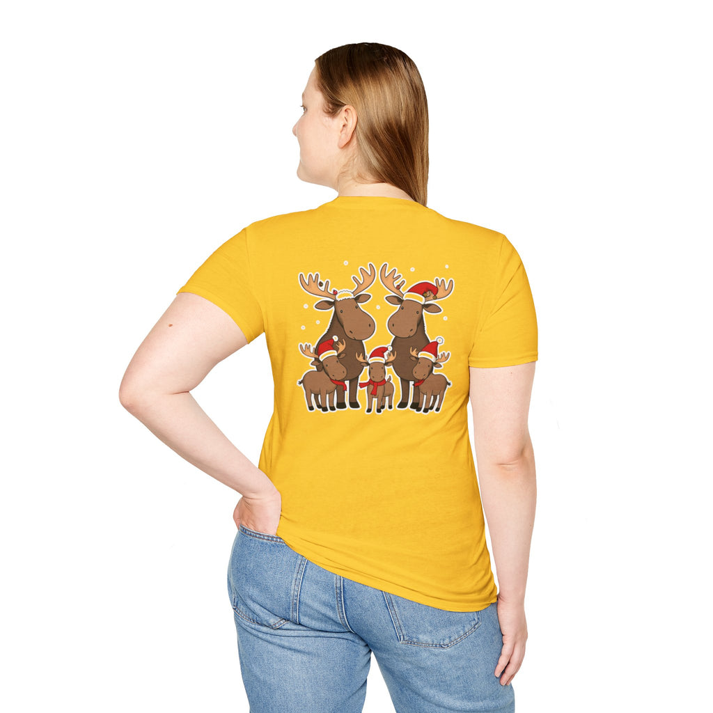 Christmas Moose Family T-Shirt | Cute Cartoon Holiday Design Unique Holiday Gift Shirt