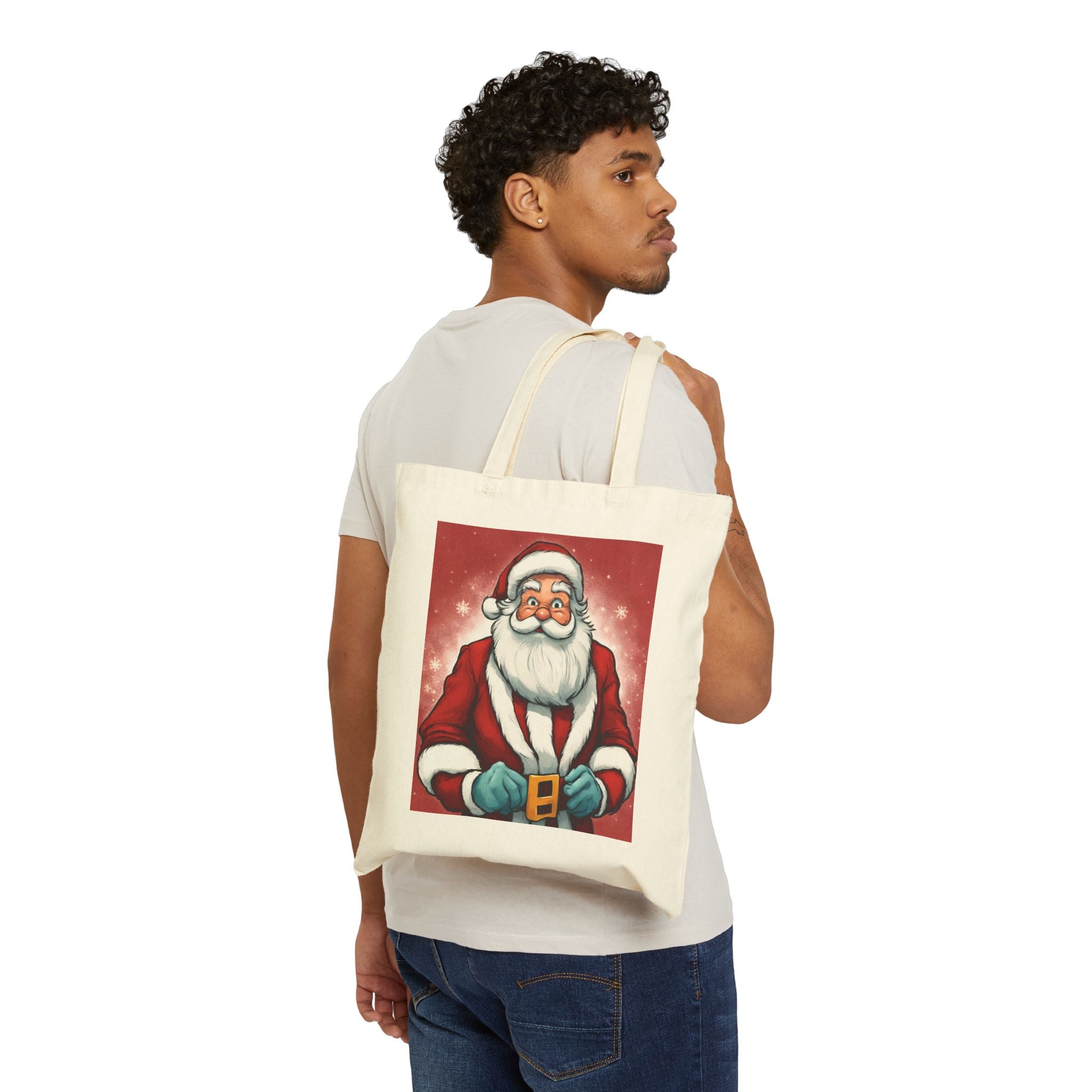 Christmas Tote Bag Cotton Canvas Bag Gift Unique Cute Lady Shopping Bag Santa Best Gift for New Year