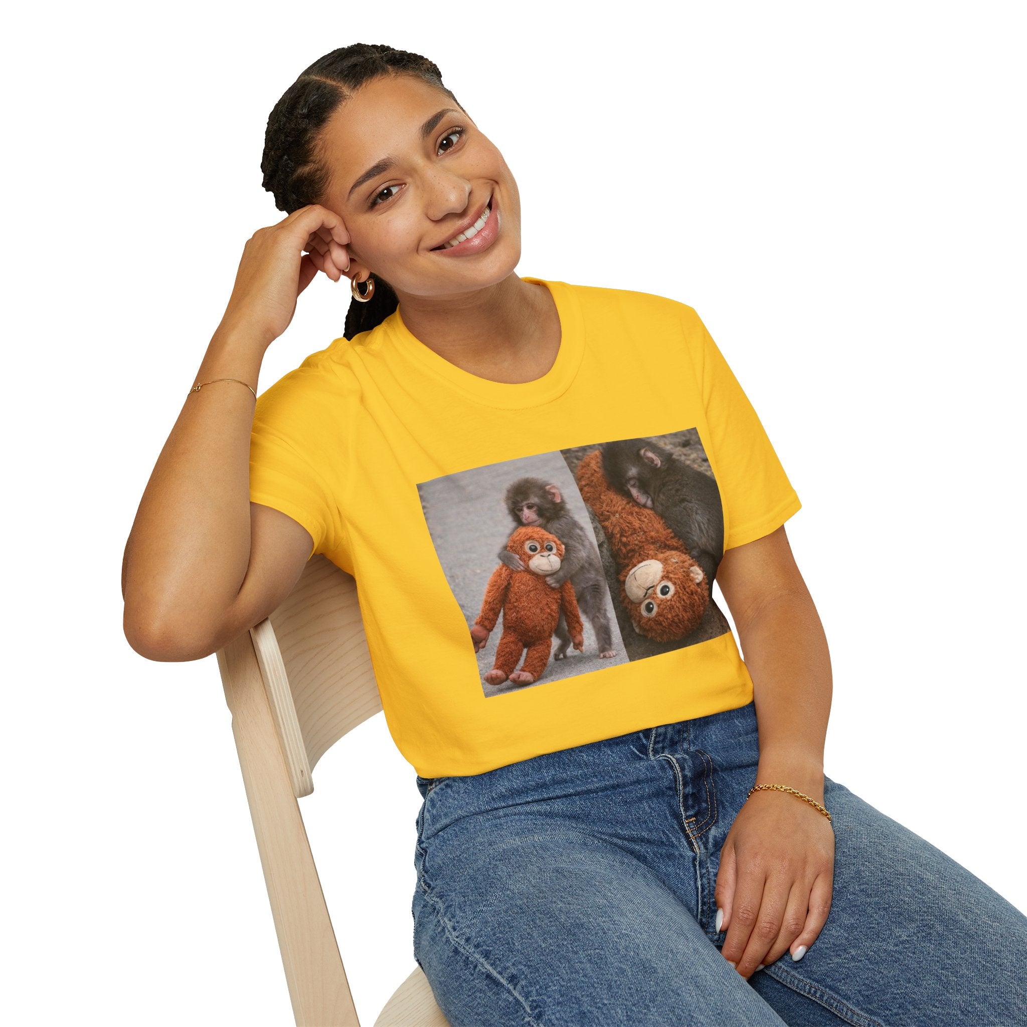 Funny Punch Monkey Viral Animal Tshirt Cute Trendy Unisex Softstyle T-Shirt Gift