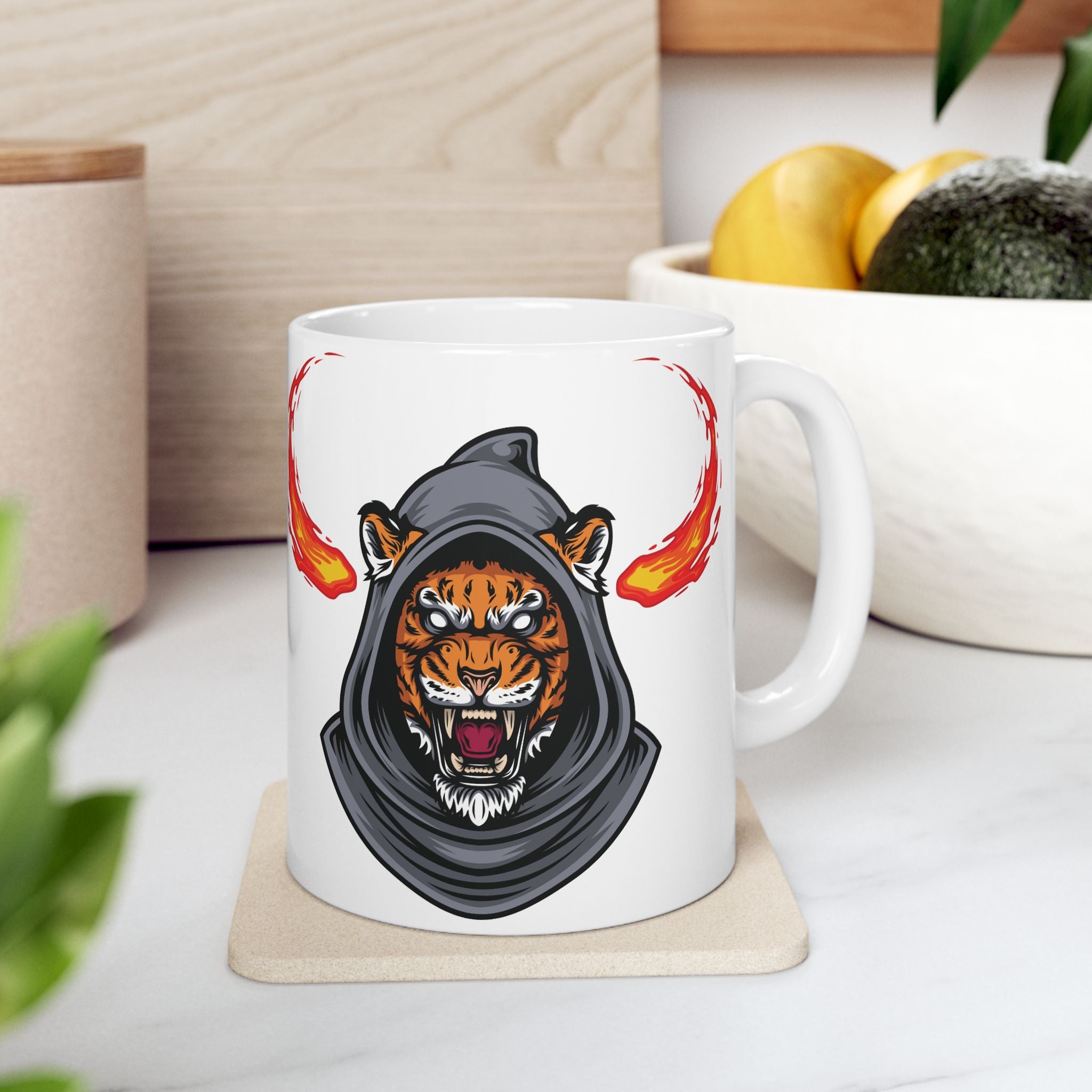 Tiger Mug Shot Unique Funny Coffee Mug Ceramic Mug Tea Cup Hooded Cute Gift Art 11oz