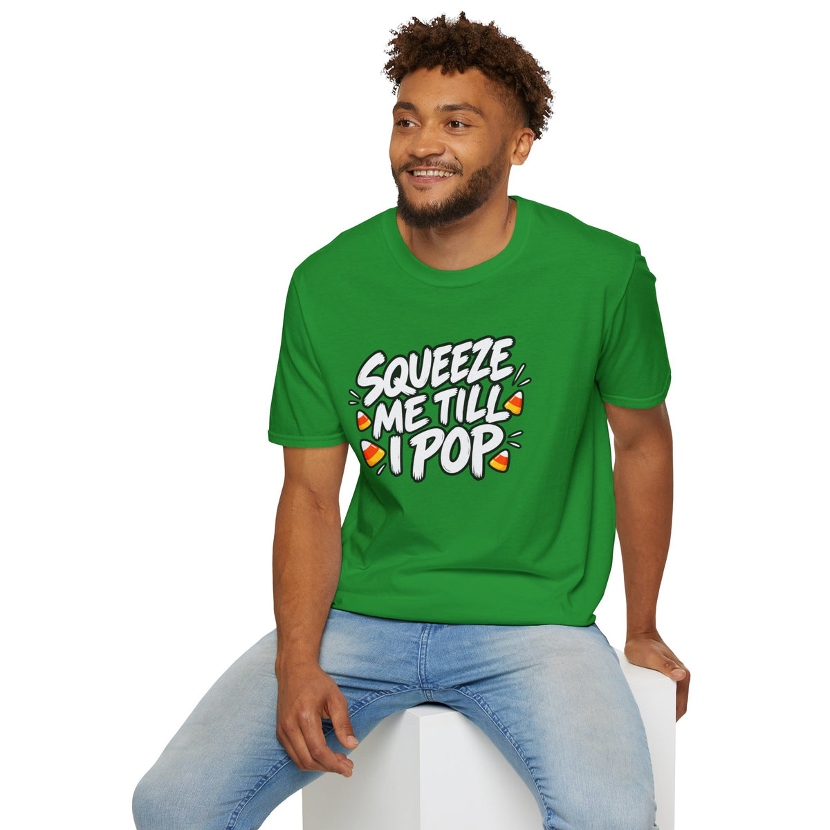 Funny Halloween Shirt Squeeze Me Till I Pop Candy Corn Novelty Tee Graphic T-Shirt