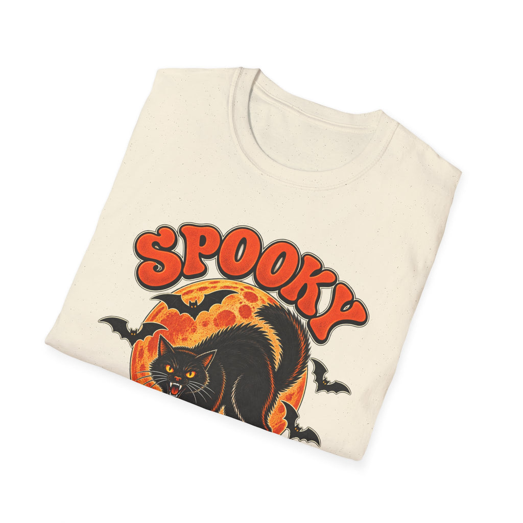 Retro Black Cat Halloween Shirt | Vintage Spooky Season Graphic Tee | Womens Halloween T-Shirt