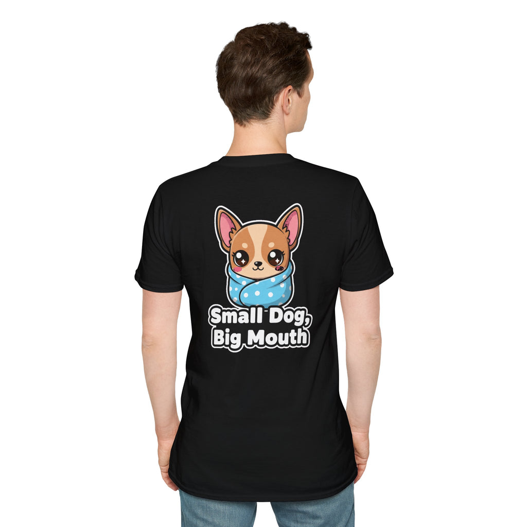 Cute Chihuahua Shirt Small Dog, Big Mouth Funny Dog Lover Unisex Softstyle Tee Gift