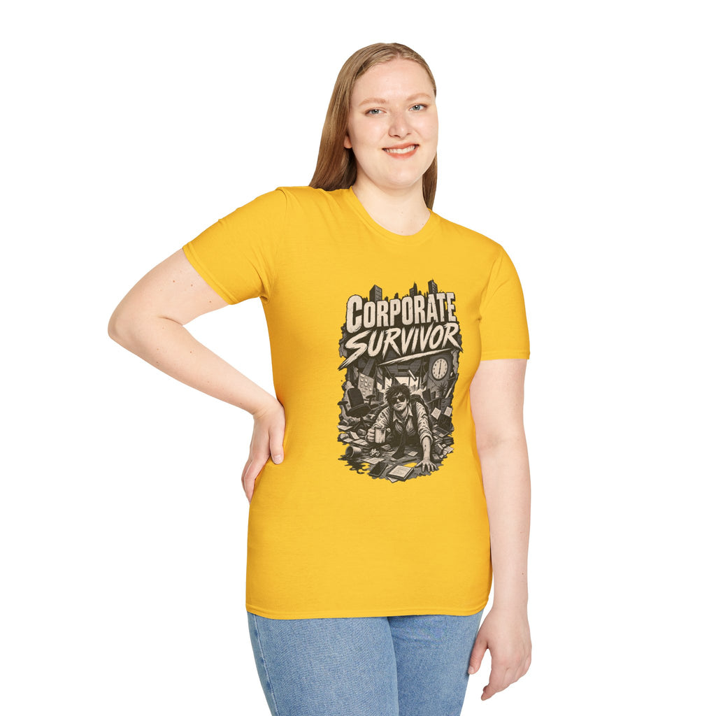 Funny Dark Humor Tshirt — Funny Office Tshirt Dark Humor Graphic Tee Unique Coworker Gift CORPORATE SURVIVOR Shirt