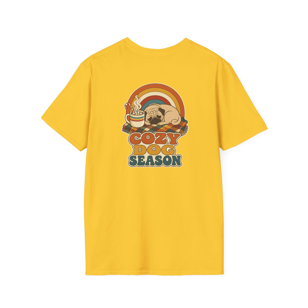 Retro Christmas Dog T-Shirt Cozy Dog Season Vintage Dog Lover Shirt Unisex Softstyle Tee Christmas Gift