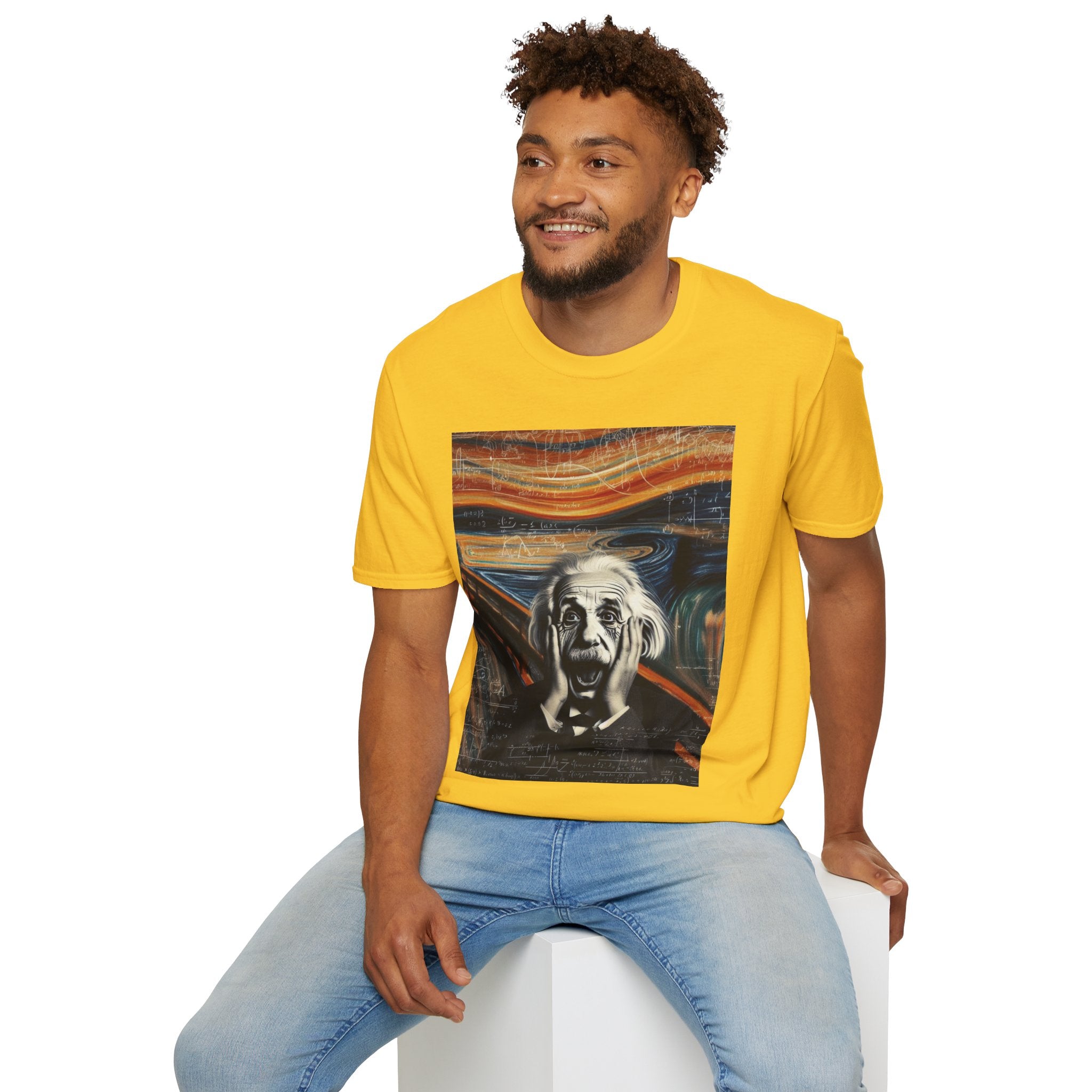 Funny Einstein Unisex Softstyle T-Shirt Edvard Munch Scream Cotton Gift Men Lady