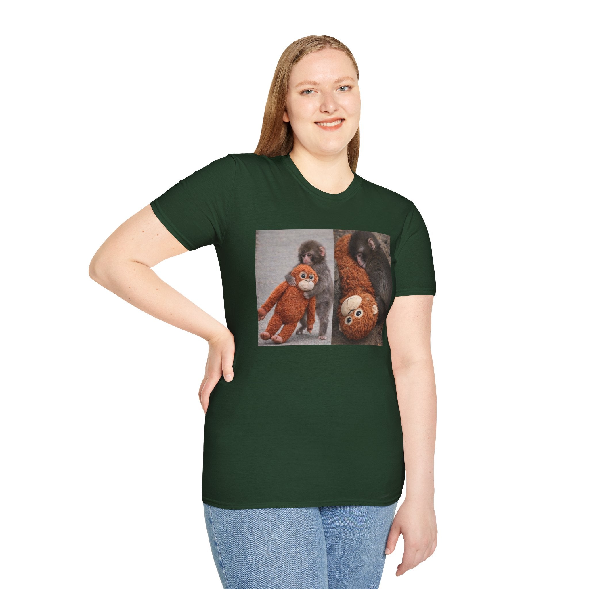 Funny Punch Monkey Viral Animal Tshirt Cute Trendy Unisex Softstyle T-Shirt Gift