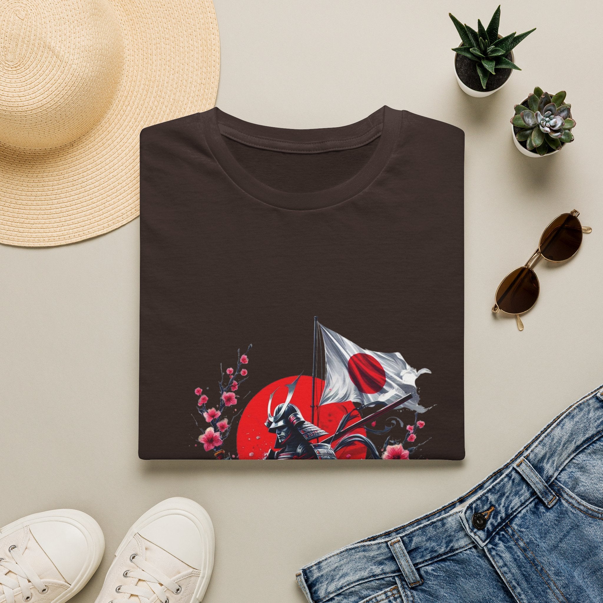 Japan Unisex Softstyle T-Shirt Japanese Art Sakura Samurai Cotton Gift Unique