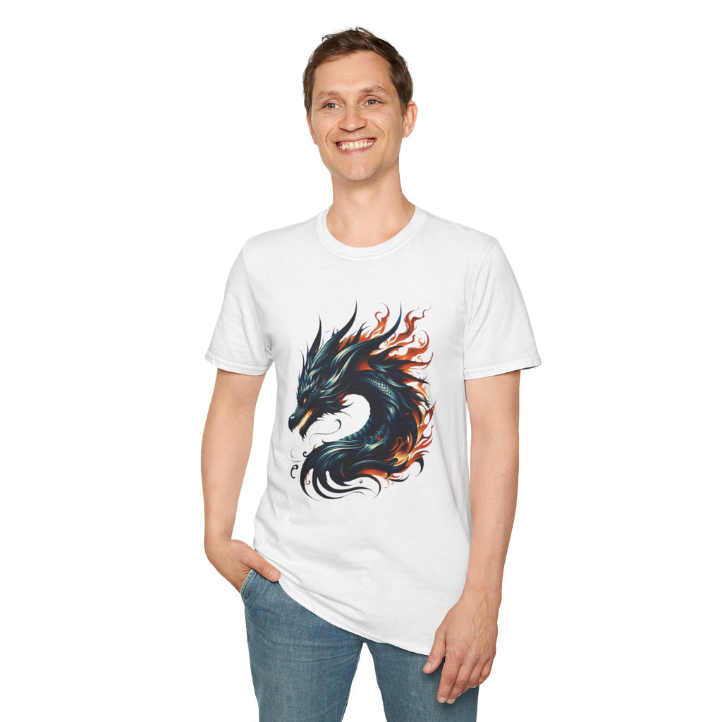 Dragon T-shirt Mens Graphic Tee Clothing Apparel Chinese Symbol Unisex Softstyle
