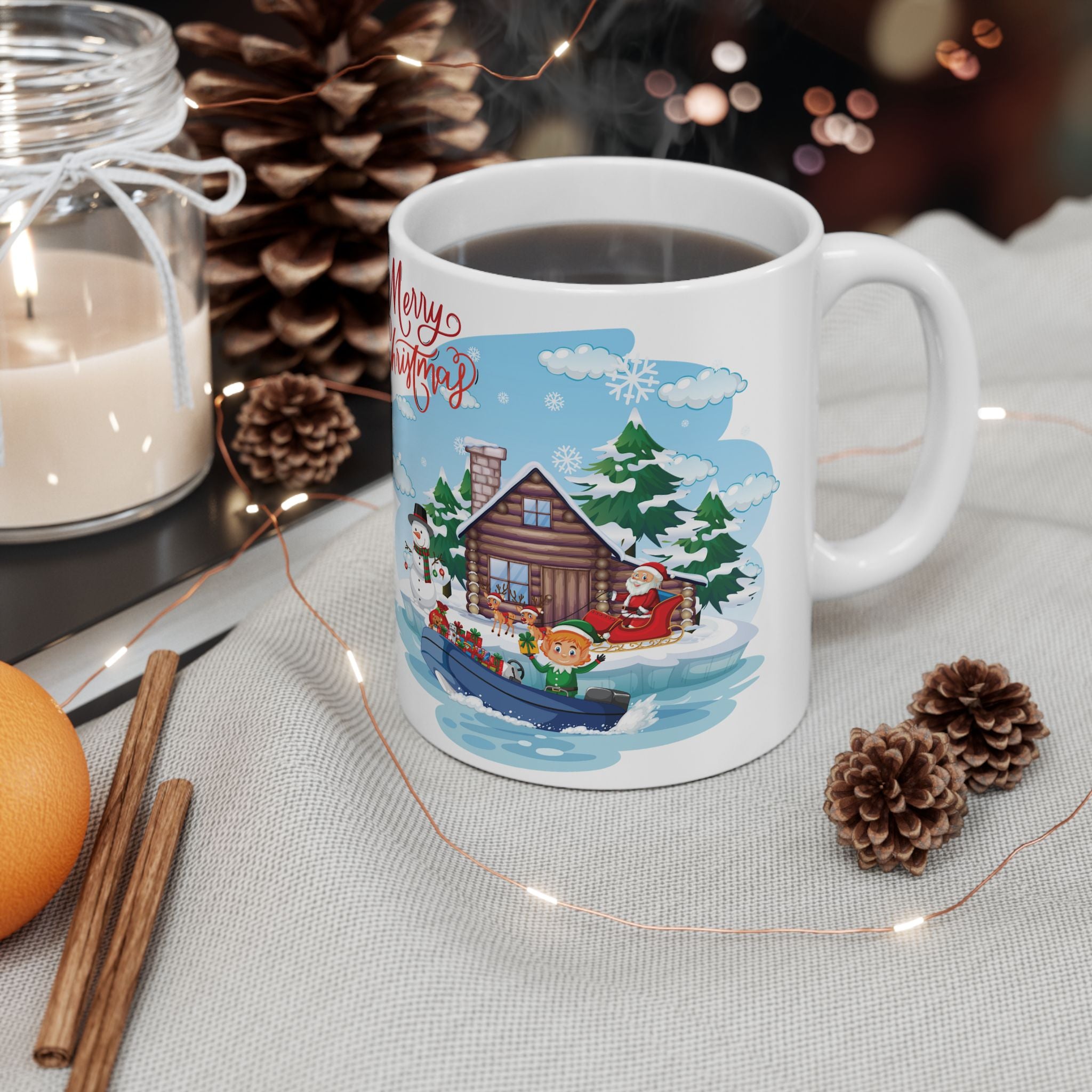 Christmas Mug Funny Santa Claus Mug Unique Snowman Cute Coffee Cup Tea Gift Kids 11oz