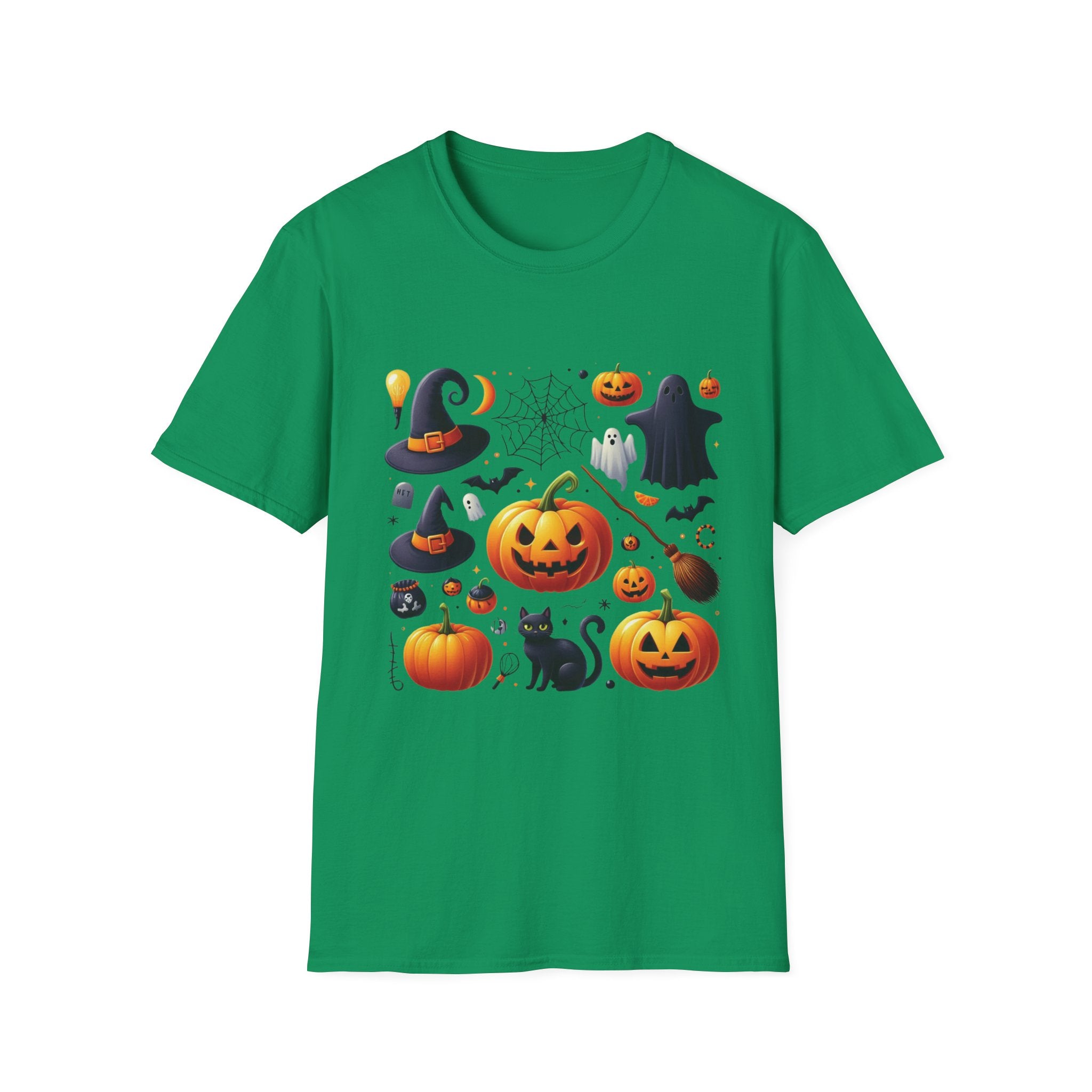 Halloween Pumpkin Face Funny Scary Mens Cotton T-Shirt Tee Top Unisex Women Gift