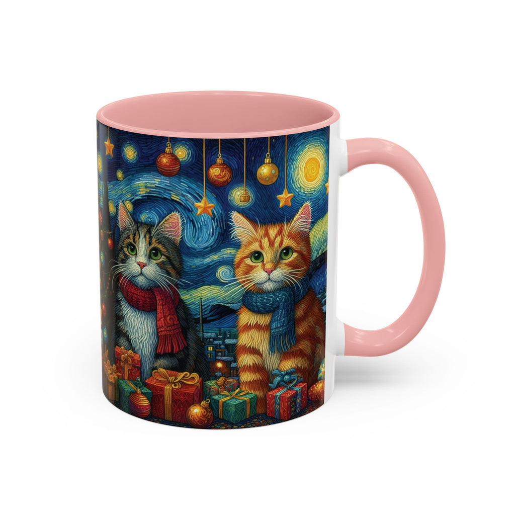 Christmas Mug Cats Mug Mom Van Gogh Art Funny Coffee Tea Ceramic Mug Cup Pink
