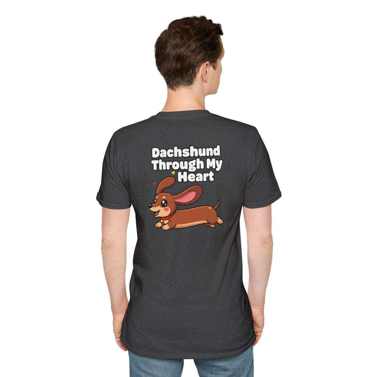 Cute Dachshund Shirt Dachshund Through My Heart Funny Dog Lover Unisex Softstyle Tee Gift