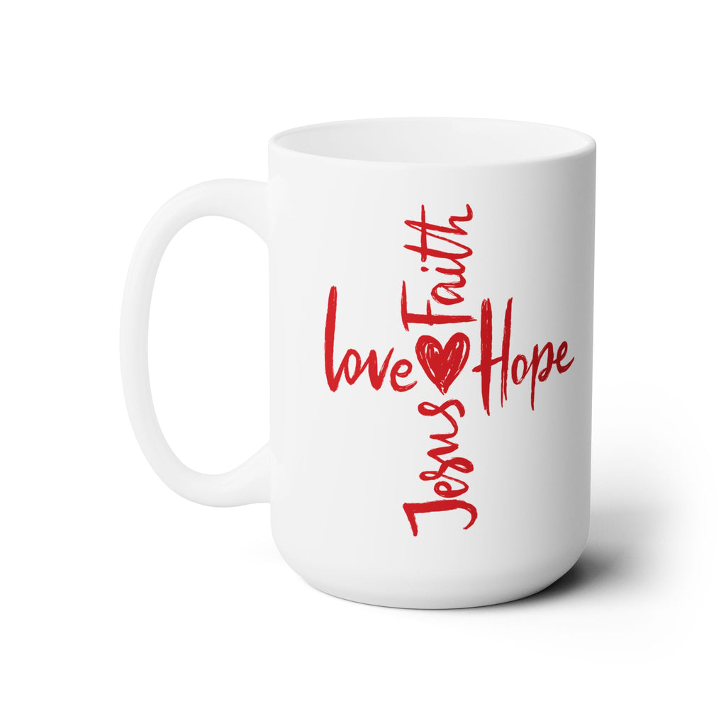 Red Cross Christianity Coffee Tea Mug Gift Home Anniversary Wedding Love 15oz