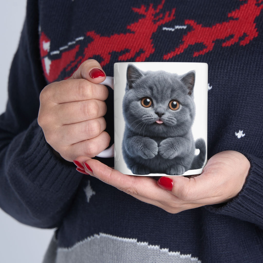 Funny British Shorthair Cat Mug Cute Detective Cat Coffee Cup Lover Gift Ceramic Mug 11oz 15oz