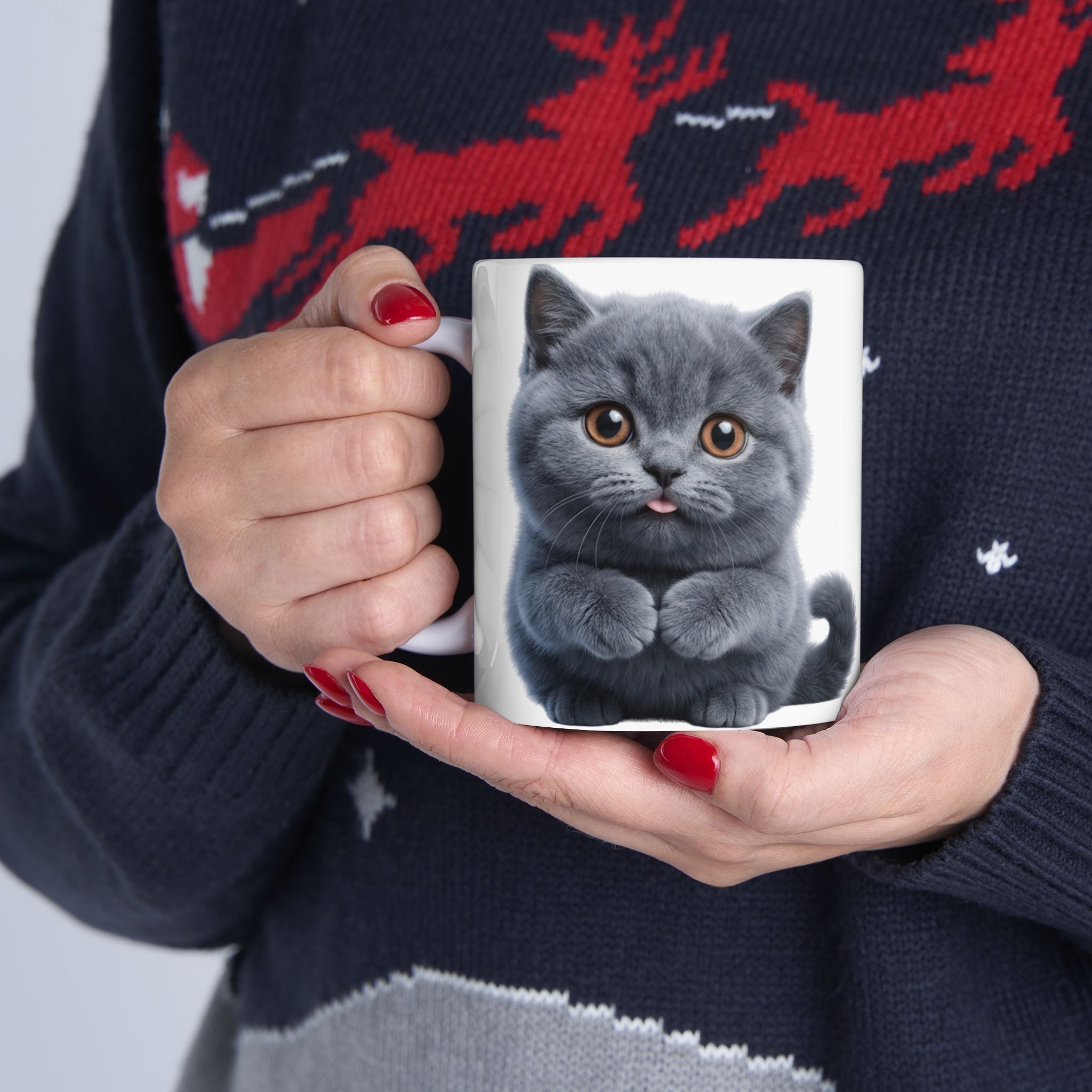 Funny British Shorthair Cat Mug Cute Detective Cat Coffee Cup Lover Gift Ceramic Mug 11oz 15oz
