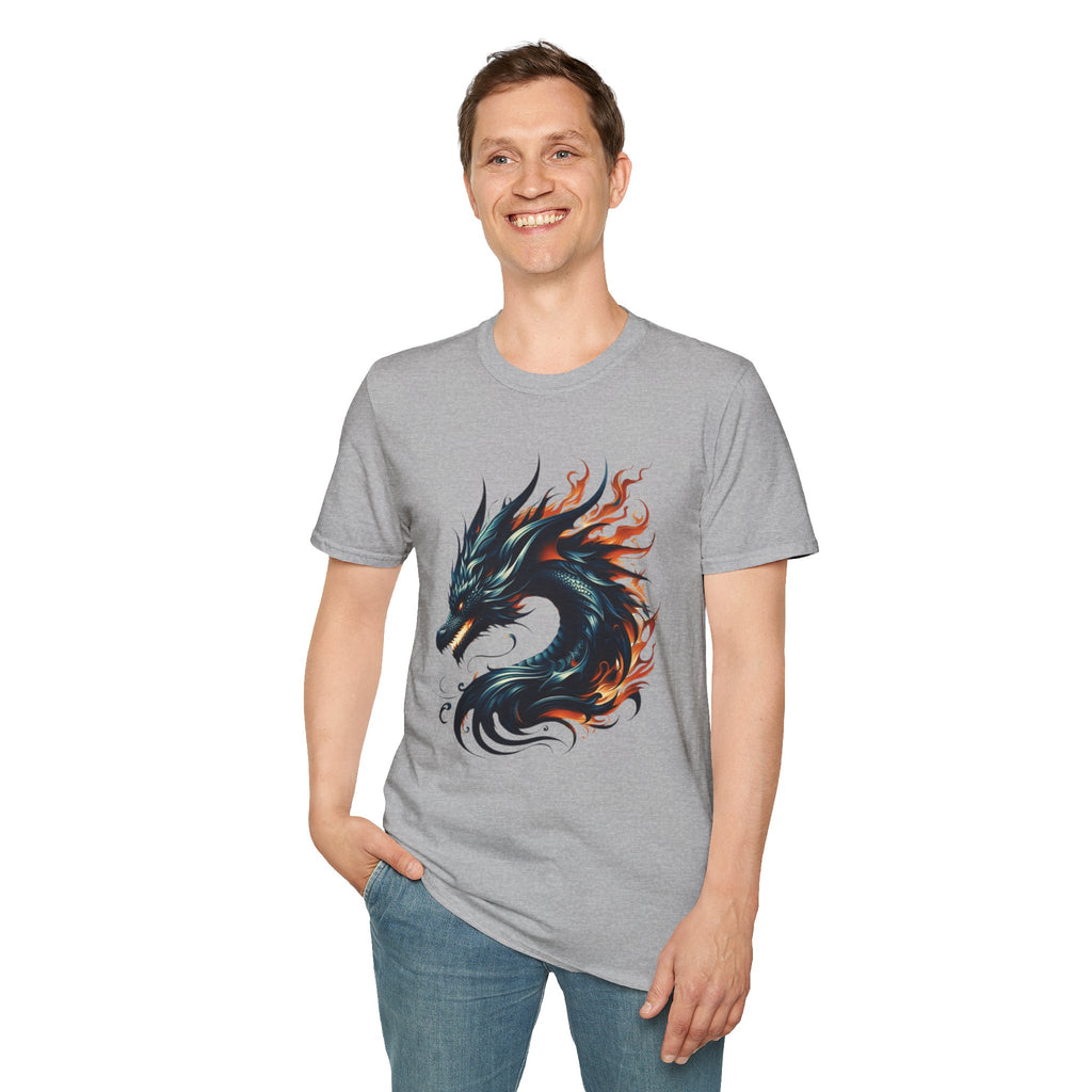 Dragon T-shirt Mens Graphic Tee Clothing Apparel Chinese Symbol Unisex Softstyle