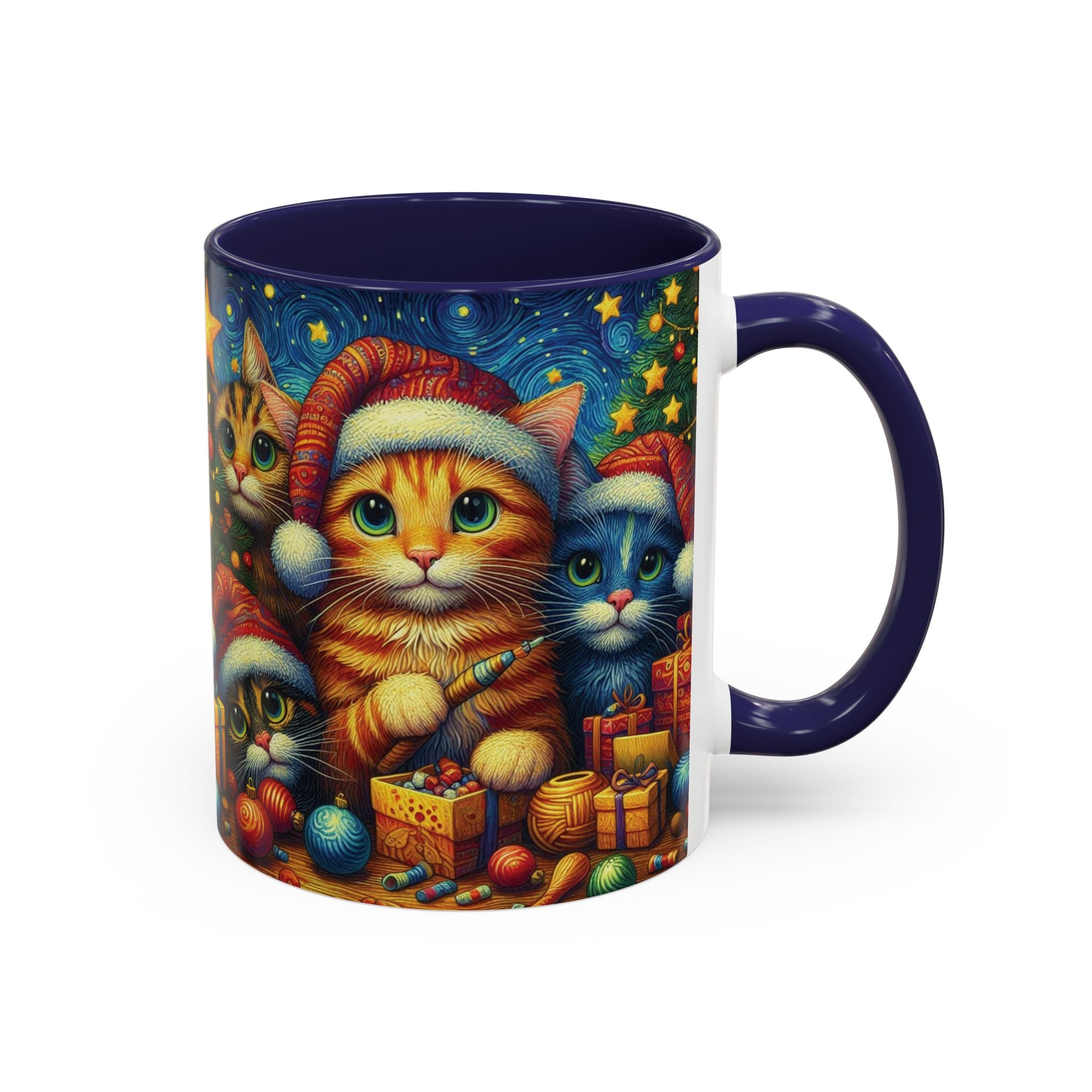 Christmas Mug Cats Mug Mom Lover Van Gogh Art Gift Funny Coffee Tea Ceramic Cup