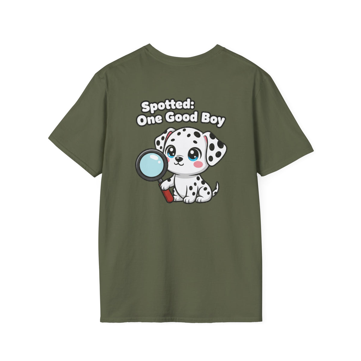 Cute Dalmatian Shirt Spotted: One Good Boy Funny Dog Lover Unisex Softstyle Tee Gift