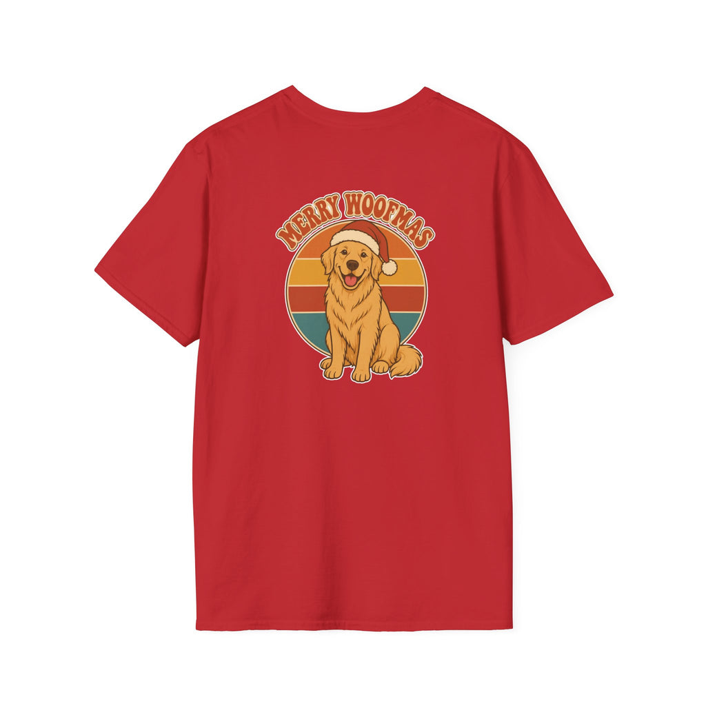 Retro Christmas Dog T-Shirt Merry Woofmas Vintage Dog Lover Shirt Unisex Softstyle Tee Christmas Gift
