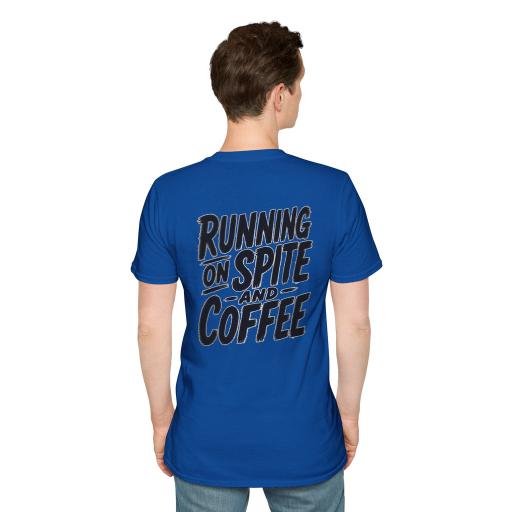 Funny Dark Humor Tshirt Running on Spite and Coffee Shirt — Dark Humor Coffee Lover Graphic Tee
