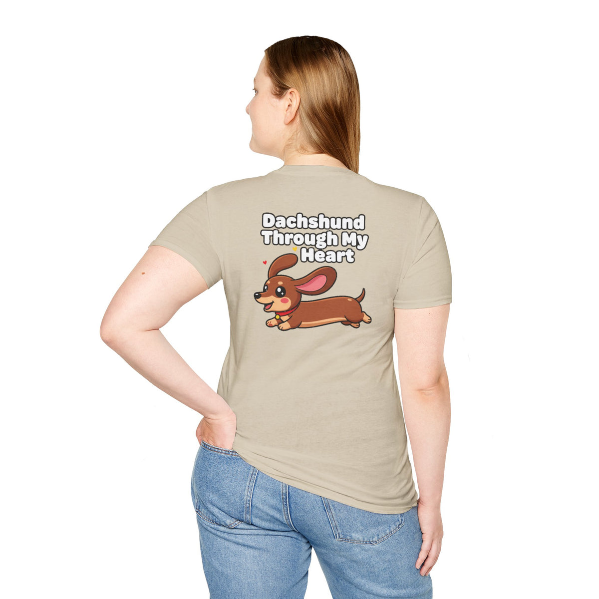 Cute Dachshund Shirt Dachshund Through My Heart Funny Dog Lover Unisex Softstyle Tee Gift