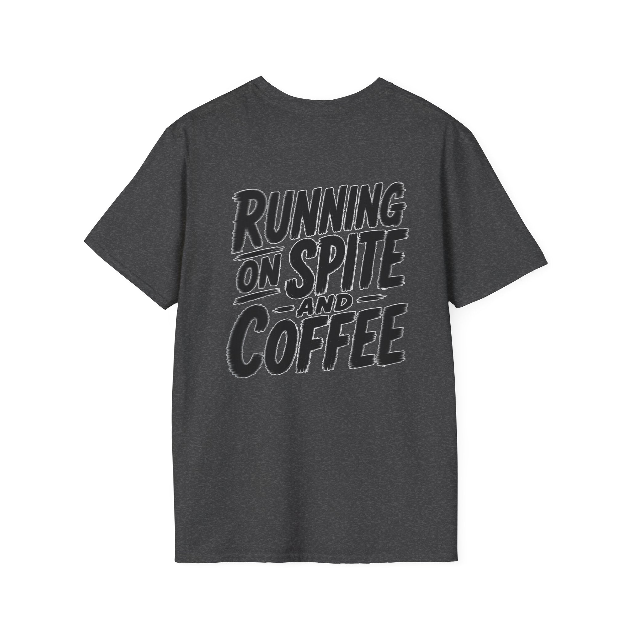 Funny Dark Humor Tshirt Running on Spite and Coffee Shirt — Dark Humor Coffee Lover Graphic Tee