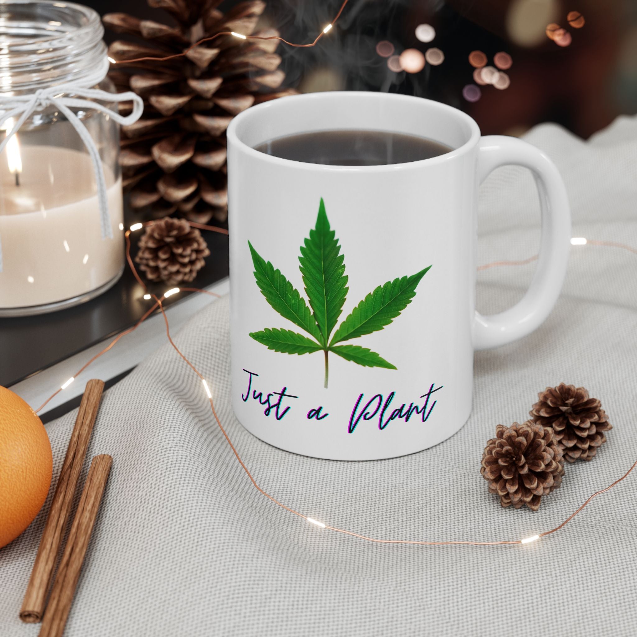 Ceramic Marijuana Leaf Mug 11oz White 0.33l Coffee Birthday Gift 11oz