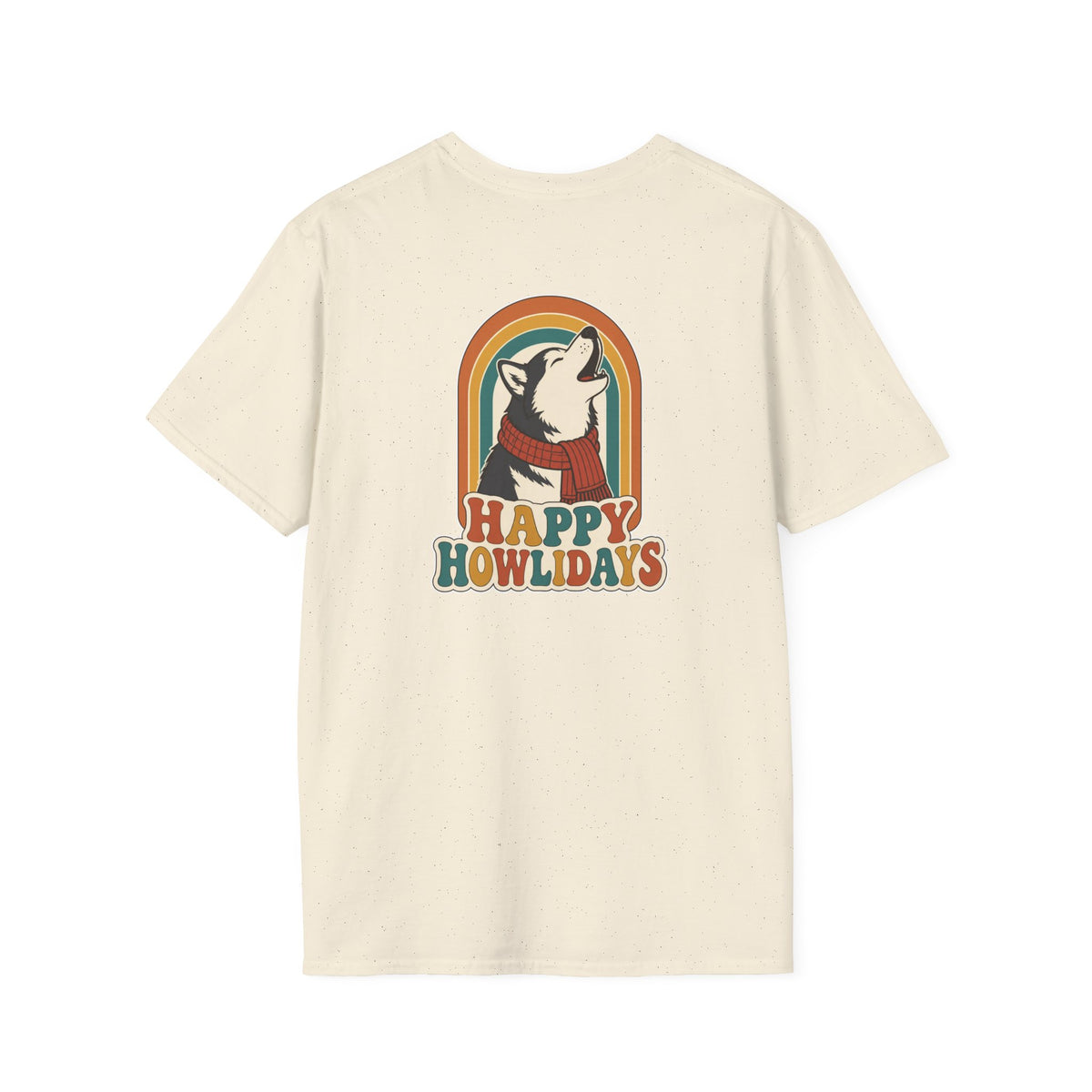 Retro Christmas Dog T-Shirt Happy Howlidays Vintage Dog Lover Shirt Unisex Softstyle Tee Christmas Gift