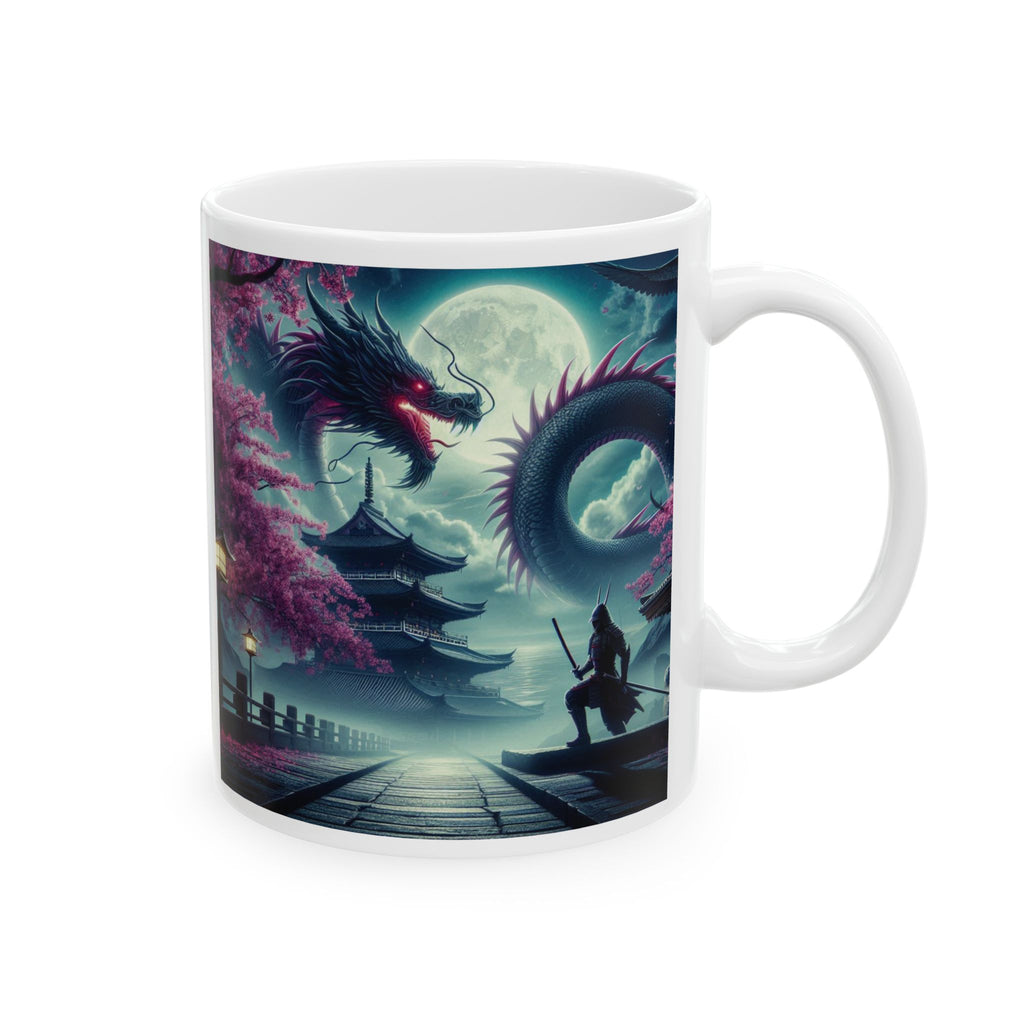 Japan Samurai Mug Dragon Sakura Flower Tea Coffee Cup Unique Gift Ninja Japanese 11oz