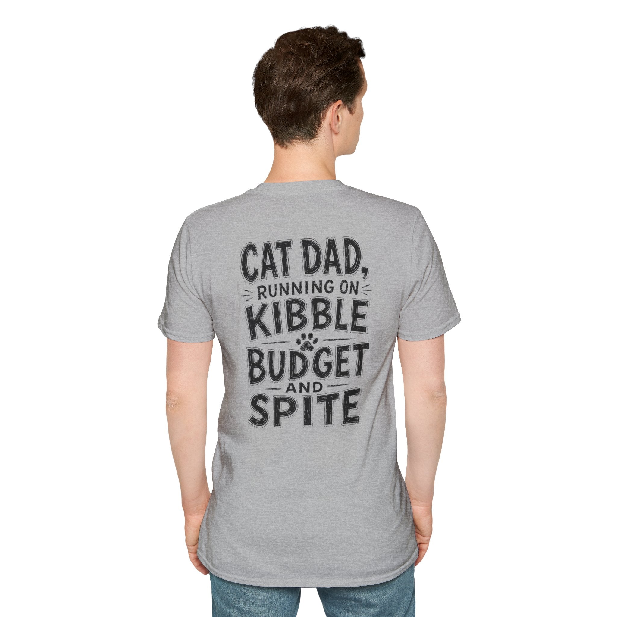 Cat Dad Shirt Running on Kibble Budget and Spite Dark Humor Tee Unique Gift Funny Tshirt
