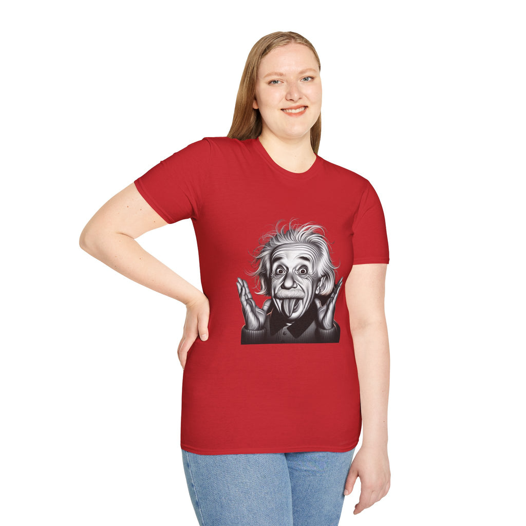 Funny Albert Einstein Print T-Shirt Unisex Softstyle T-Shirt Cotton Unique Gift