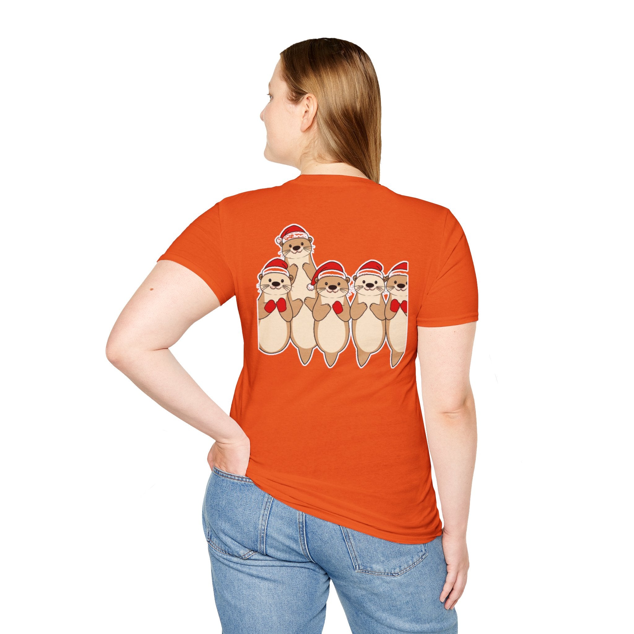 Cute cartoon Christmas otters family t-shirt