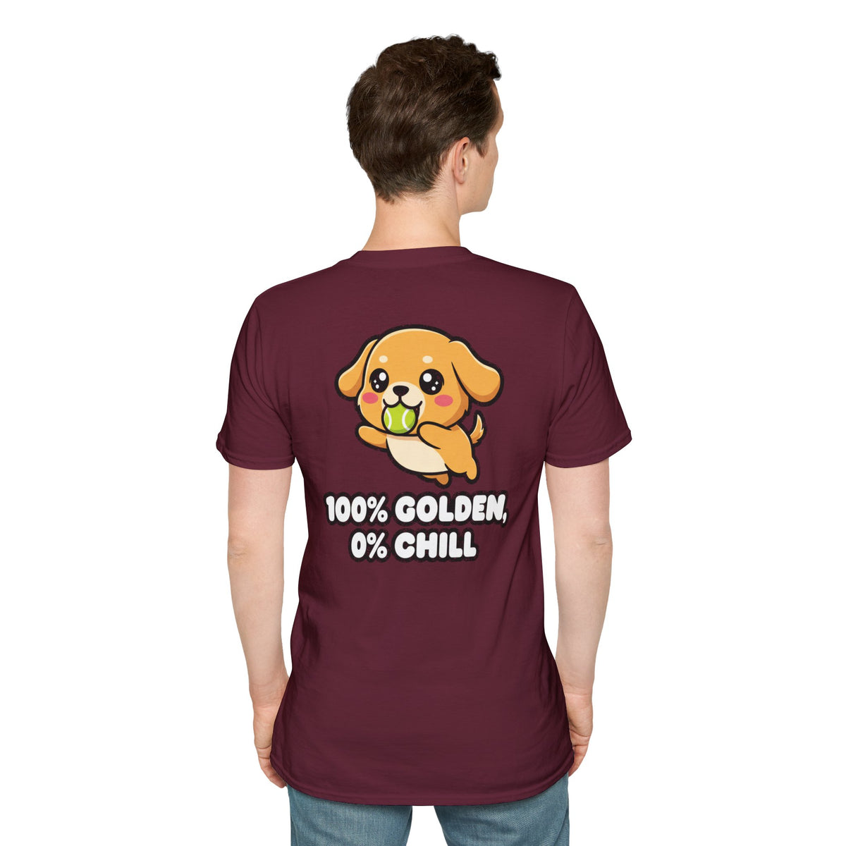 Cute Golden Retriever Shirt 100% Golden, 0% Chill Funny Dog Lover Unisex Softstyle Tee Gift