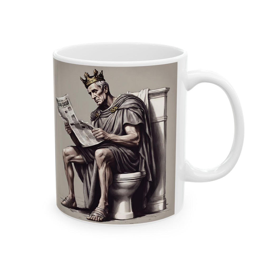 Funny Caesar Julius Mug Sitting on Toilet Coffee Mug Best Gift Tea Mug Rome 11oz