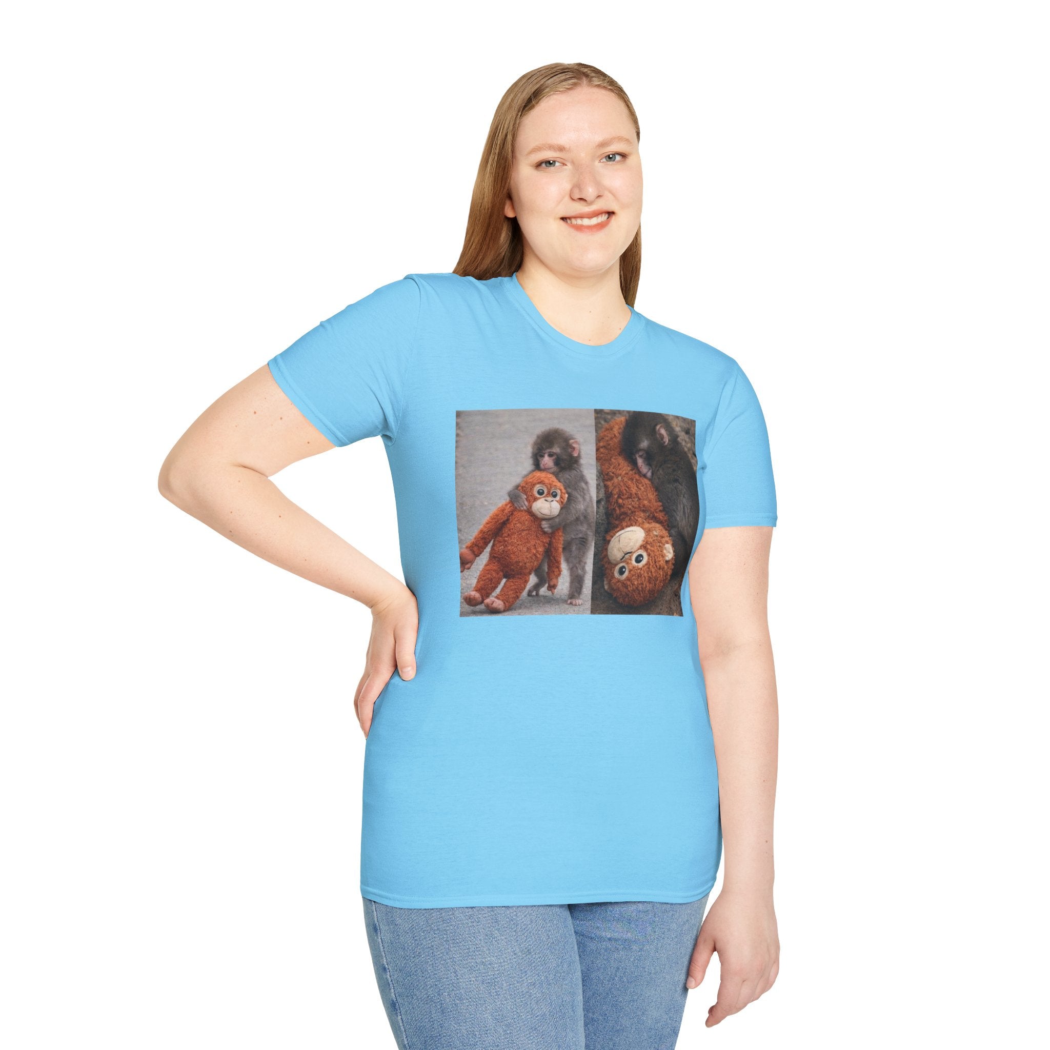 Funny Punch Monkey Viral Animal Tshirt Cute Trendy Unisex Softstyle T-Shirt Gift