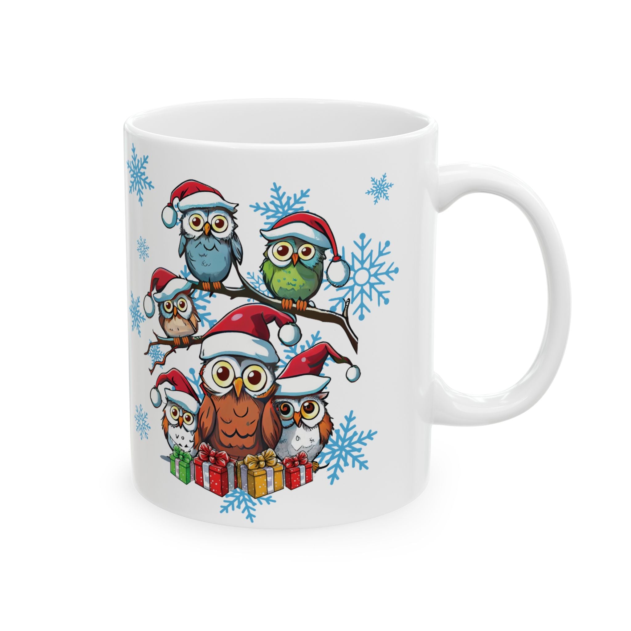 Christmas Mug Owl Mug Unique Funny Mug Ceramic Cute Coffee Cup Holiday Mug Gift
