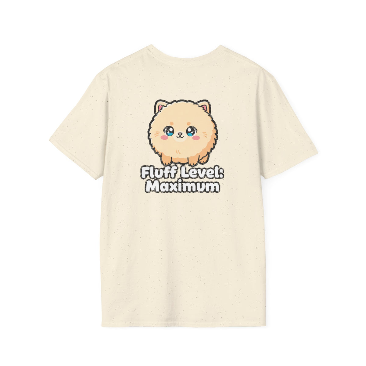 Cute Dog Pomeranian Shirt Fluff Level: Maximum Funny Dog Lover Unisex Softstyle Tee Gift