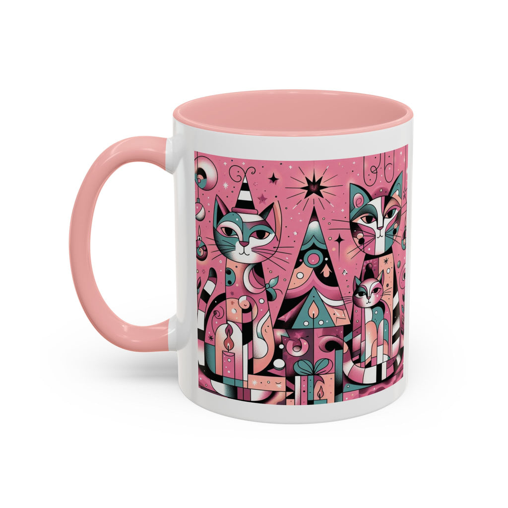 Christmas Mug Pink Cats Mug Mom Picasso Art Funny Coffee Tea Ceramic Cup Gift