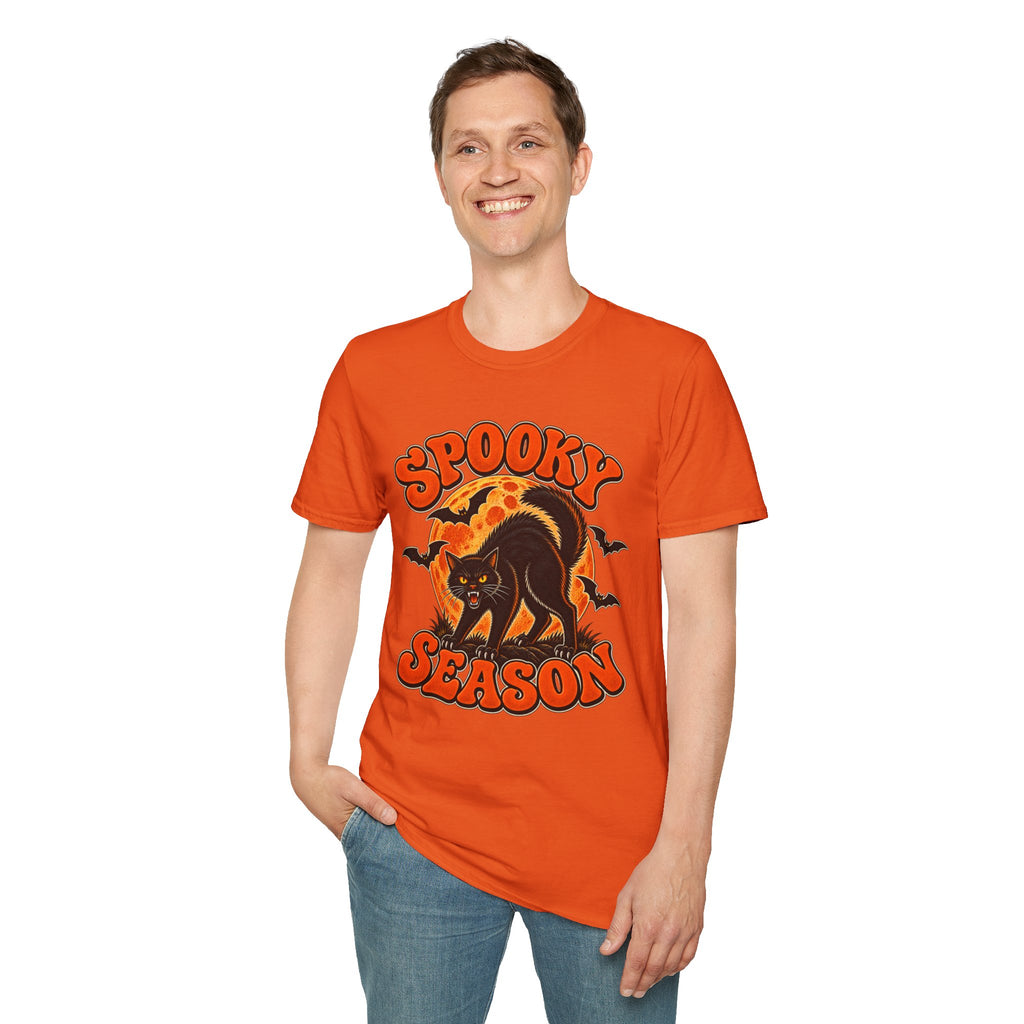 Retro Black Cat Halloween Shirt | Vintage Spooky Season Graphic Tee | Womens Halloween T-Shirt