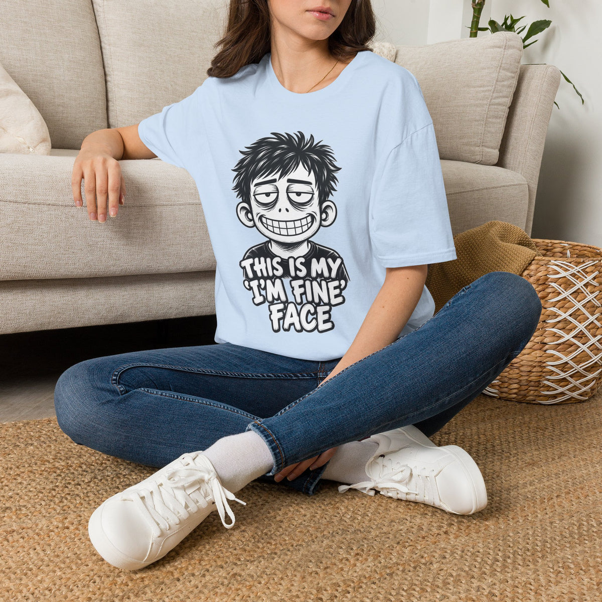 Funny Dark Humor Shirt This Is My I'm Fine Face Funny Office Tee Unique Gift
