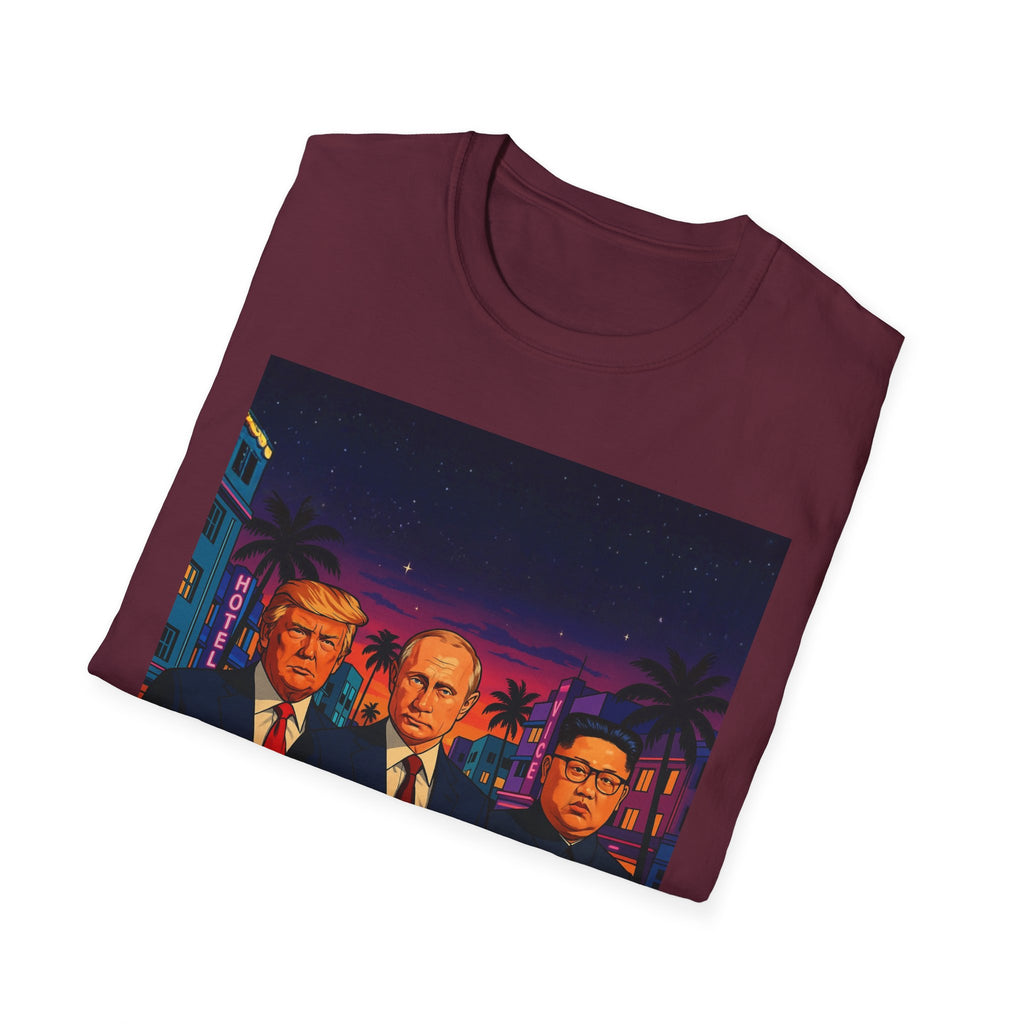 Funny Donald Trump Kim Putin in Miami T-Shirt Unique Unisex Softstyle Gift New